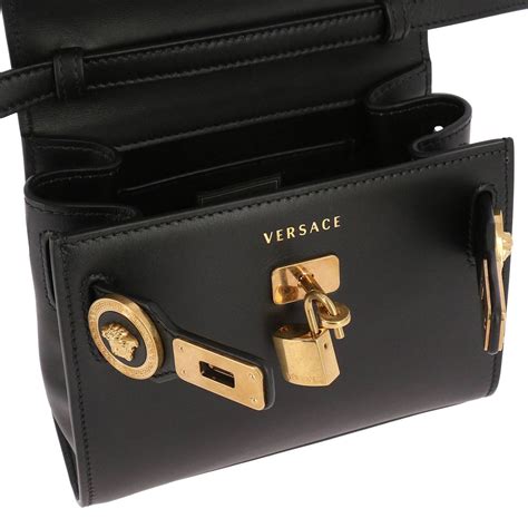 borsa pelle nera versace|Borsa a tracolla in pelle Cargo Nero,Argento .